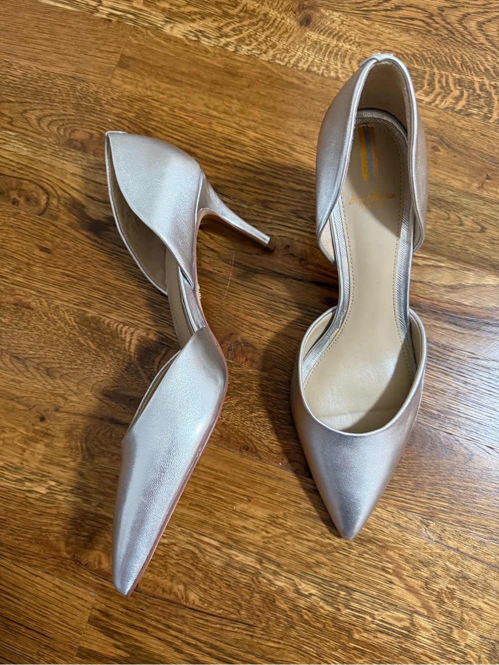 Sam Edelman Metallic Silver D'Orsay Pointed-Toe Heels